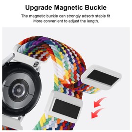 Oumida Elastic Nylon Bracelet for Garmin Vivoactive 5 Wristband/Vivoactive 3 Music, Garmin Venu Sq/Venu Sq 2/Venu Sq 2 Music/Venu 2 Plus Bracelets, Braided Watch Strap with Magnetic Buckle