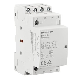 Heschen Household AC Contactor, HSR1-16, Ie 16A, 4 Pole, Four Normally Closed, AC/DC 24V Coil Voltage, 35mm DIN Rail Mount