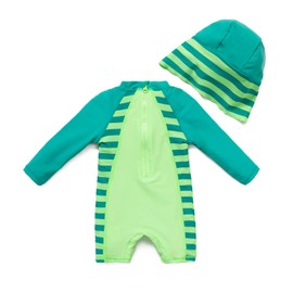 BONVERANO(TM Infant Boy's UPF 50+ Sun Protection L/S One Piece Zip Sun Suit (4Y, Green)