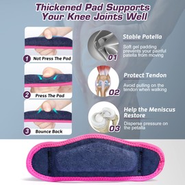 IPOW Paquete de 2 almohadillas gruesas y correa ancha para la rodilla para la rótula, soporte para el tendón rotuliano, banda ajustable para baloncesto, correr, saltar de rodilla, voleibol, tendinitis, artritis
