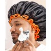 Black Large Shower Cap for Women Long Hair, Reusable Waterproof