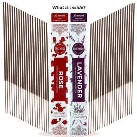 Trumiri Incense Sticks - Combo Pack of 40 Insence-Sticks - 20 Rose + 20 Lavender - Insenses - Insents - Incents - Inscense - Incence - Incienso - All Natural Incense Sticks