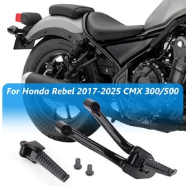 FIASRAC Rear Foot Pegs Footrests Passenger Compatible with Honda Rebel CMX 300 CMX 500 2017 2018 2019 2020 2022 2023 2024 2025