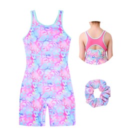 beautyin Girls Gymnastics Leotards Ballet Dance Unitard Biketards with Hair Scrunchie Size 4-10