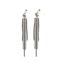 Miyabi Grace Women's Popular Non-Hole Earrings, Painless, Swaying, Metallic, Silver, Chain Bar, Large, Adult, Elegant, Non-Hole Earrings, Resin, Earring, Miyabi Grace