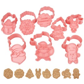Yisscen 8 pieces cookie cutters with ejector, Christmas cookie cutter set, DIY fondant cookie cutter, bread cutters for children, cookie baking accessories, reusable baking mould