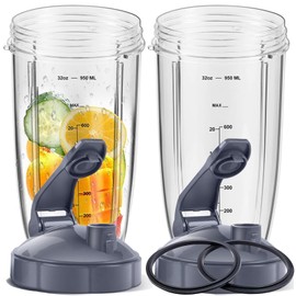 6 Piezas de Repuesto Nutribullet, Con vaso nutribullet originales de 32 oz, Juntas de Goma, Sello Flip-Top, fácil de transportar, Compatibles con Licuadoras 600w/900w