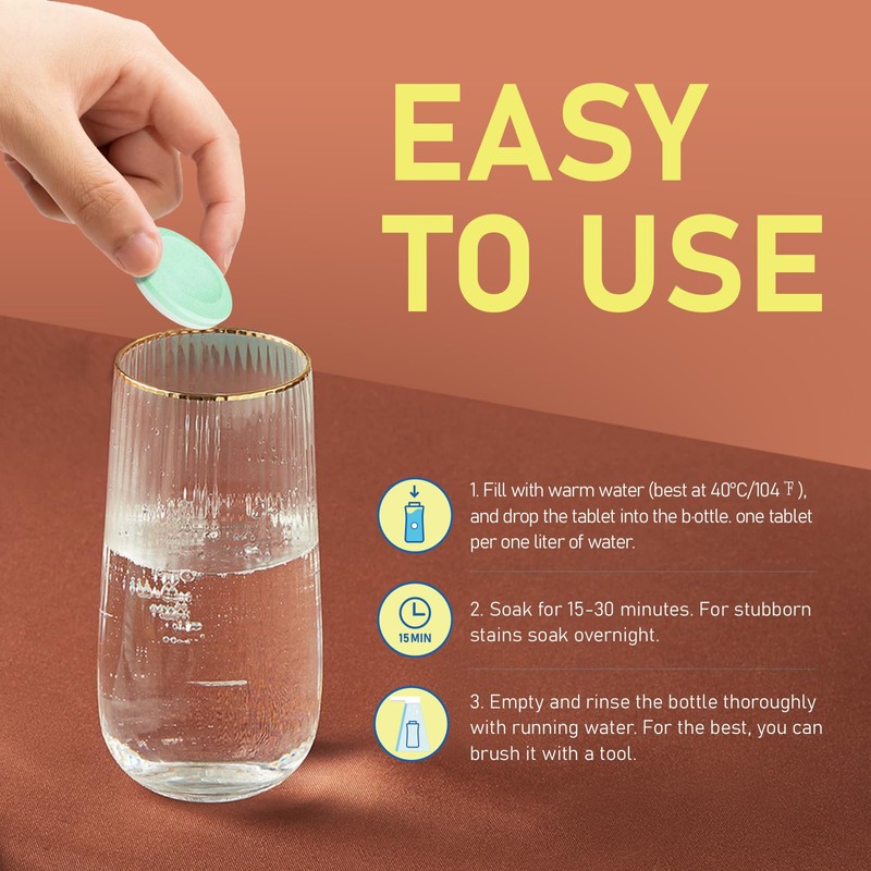 apptrin Water Bottle Cleaning Tablets, 18 Pack Bottle Clean Tablet