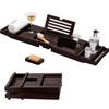Teak Bathtub Caddy Tray Foldable Bath Table Tray with Book