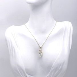 925 Sterling Silver Teardrop Faux Pearl Pendant Necklace for Women, White Nacre