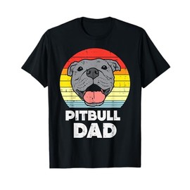 Pitbull Dad Sunset Retro Pittie Pitty Pet Dog Owner Men Gift T-Shirt