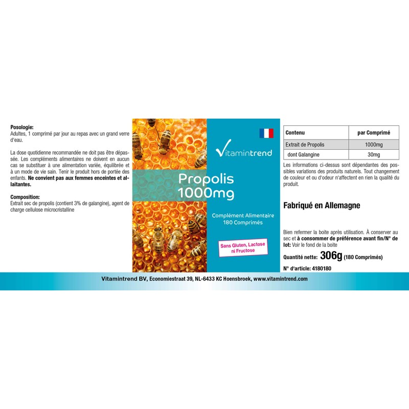 Propolis 1000 mg – 180 Tablets 6 Month Supply High