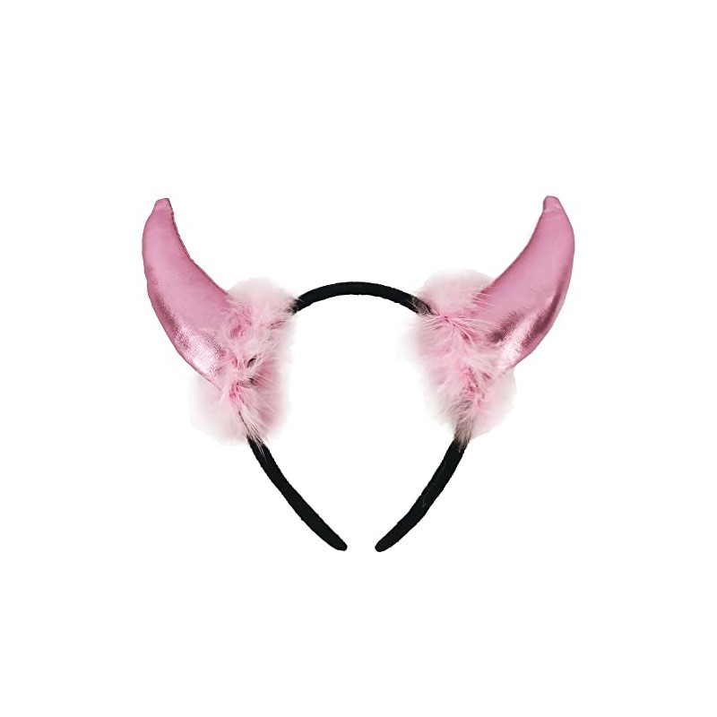 Pohotobooth Props Ltd Pink Devil Horns With Fur Headband