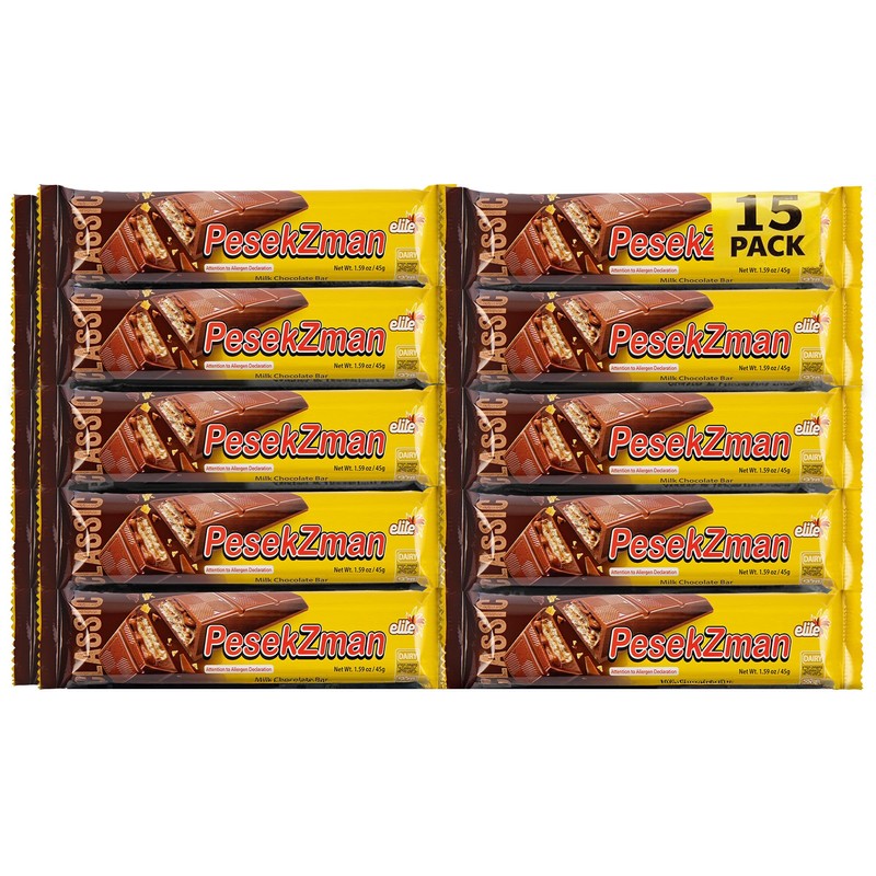 Elite Classic Pesek Zman Chocolate Bars, 15 Bars | Crispy