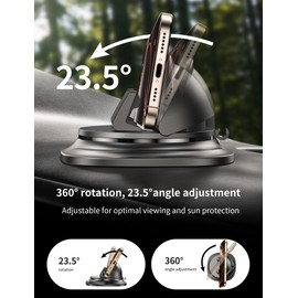 GuMosh Car Phone Holder Mount, Dashboard Cell Phone Holder Car, with 360° & 23.5° Rotation, [Adjustable Spring Design] Non-Slip Navigation Adjustable Car Phone Mount, Compatible with Smartphones