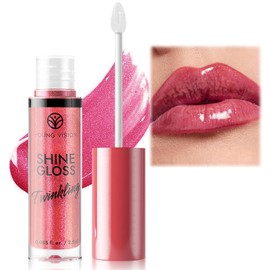 Glitter Lip Plumping Lip Gloss - Diamond Liquid Glitter Shimmer Lipstick, Waterproof Long Lasting Not Stick Cup Lip Gloss for Women Girls Makeup (08#, 20g)
