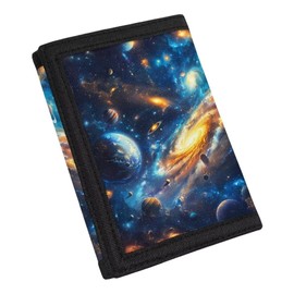 Coldinair Novelty Trifold Wallet for Kids Outer Space Planets Little Boys Wallet 9-12 Teens Boys Money Organizer Toddler Wallet for Girls with Coin Holder