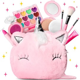 ZGMSDSCZ Maquillaje para Niñas-11 pcs, Kit De Maquillaje De Simulación No Tóxico, Set de Maquillaje para Niñas, Juego de Cosméticos de Juguete, Regalos para Niñas, Apto para Niños