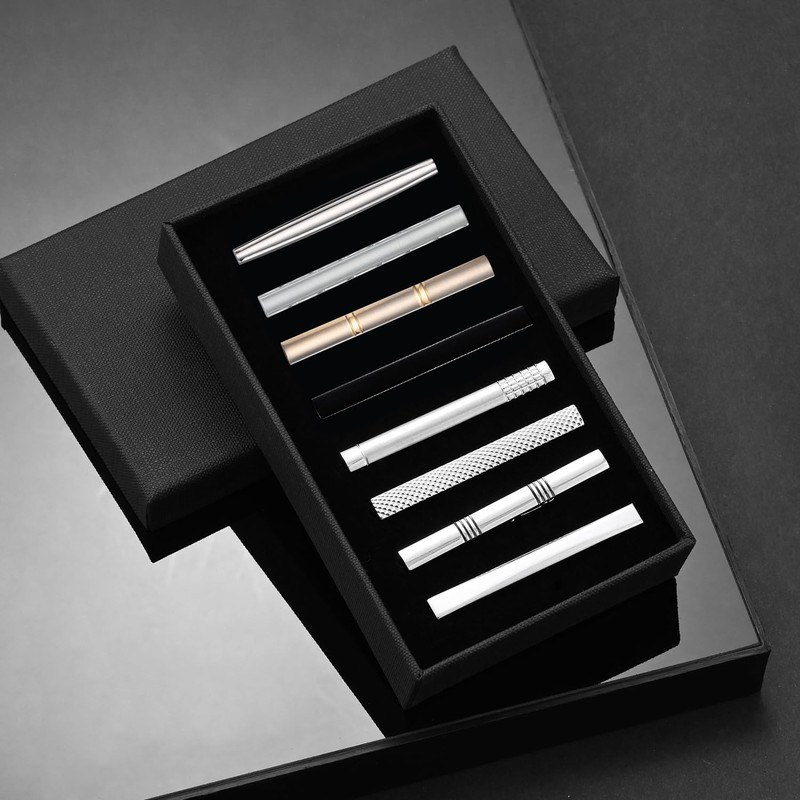 Wynameleri Tie Bars Clips 8 PCS, 1.6 Inches Business Shirt