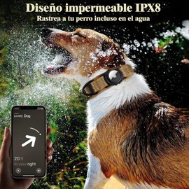 Lumewave Collar para Perro AirTag, IP68 Impermeable Collar de Perro con Hebilla De Metal, Diseño Reflectante Y Acolchado Cómodo, Ideal para Perros Pequeños, Medianos Y Grandes, Ultra Resistente