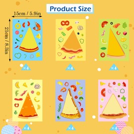 Conzon 24PCS Pizza Make a Face Stickers, Kitchen Pizzas Cute Food Mix and Match Sticker Party Games, Make Your Own Pizza Stickers DIY Crafts for Party Supplies School Activity Reward Birthday Gifts