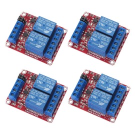 GTIWUNG Pack of 4 2 Channel 5 V Relay Module, Relay Module 5 V, 2 Channel 5 V Relay Module with Optocoupler High or Low Level Trigger Expansion Board for Raspberry Pi Arduino