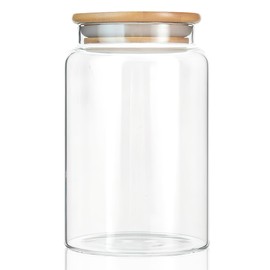 MOLADRI 30 oz/900 ml Glass Storage Canister with Airtight Lid, Clear Decorative Container Jar for Coffee, Spice, Candy, Salt, Cookie, Condiment, Pepper, Sugar, Overnight Oats - Medium