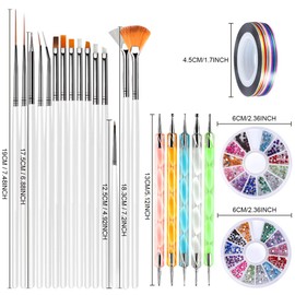 Nail Art Brush Set, Nail Brush, Nail Brush, Gel Nail Brush, Nail Art Tools, 32 Piece Set, Gel Nail Brushes (White)