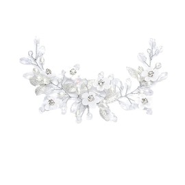 Flower Leaf Pearl Headband, Wedding Hair Accessories for Bride, Hair Accessories for Women, Bridal Wedding Hair Vine Pearl Hair Accessories, Bridal Party Bridal Wedding Hair Accessories Jewellery Gift