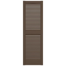 TailorMade L11434385 Mid-America Cathedral Top Center Mullion, Open Louver Installation Lok's (Per Pair) Vinyl Shutters, 14.5-in. W x 34-in. H, 385-French Roast