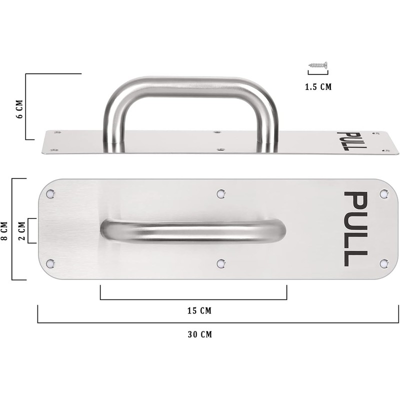 VZU 2pcs Pull Push Door Plate Handle with Screws, 300