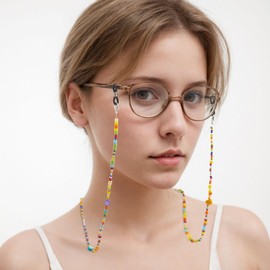 WOZEAH Eyeglass Chain for Women Stylish - Rainbow Beaded Glasses Chain, Sunglasses Lanyard for Reading Glasses Strap（Colorful 2）