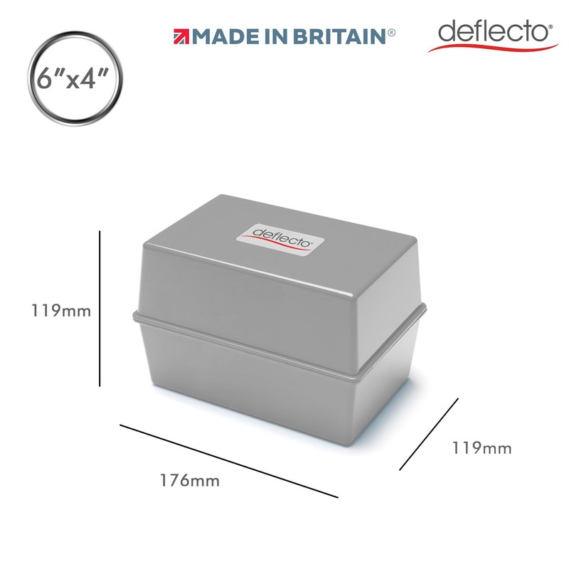 Deflecto Value Size 6 x 4 Index Card Box -