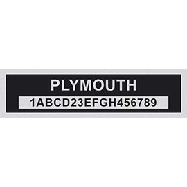 LVCE Custom Vin Tag-Compatible Plymouth