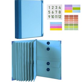 Document Organizer Folio with Labels, Folio Folders with Pockets, Personal Family Important Document Organizer Binder, Emergency Binder Organizer, Life Binder Organizer Folio Kit (Blue)