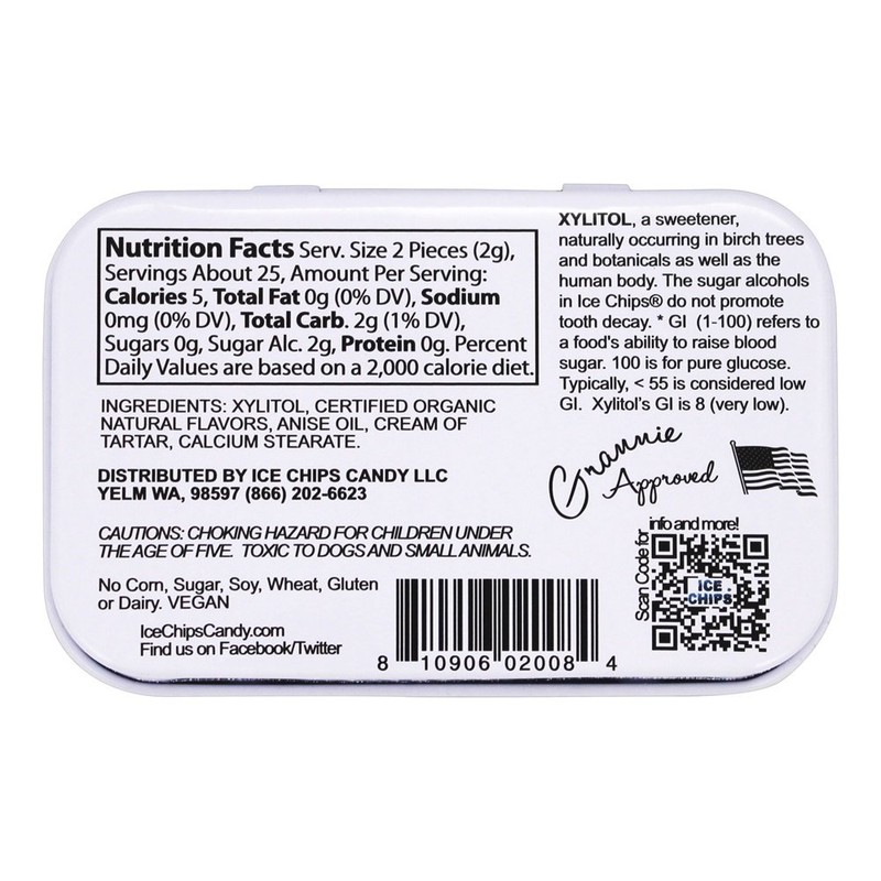 ICE CHIPS Candy Licorice Single Pack Candy, 1.76 Ounce