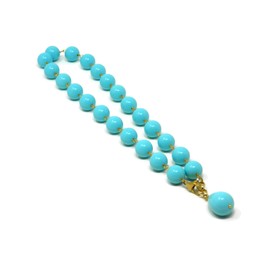 Choker Necklace with Balls and Turquoise Paste Pendant Drop