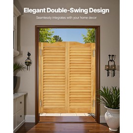 VEVOR Double Saloon Swinging Doors, 36" W x 42" H Arched Top Interior Swinging Cafe Doors, Premium Pine Wood, with Hinges & Hardware Kit, Easy to Install for Hallway Kitchen Bar Pub Entrance Log Color