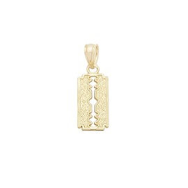 AMZ Jewelry Solid 10K Yellow Gold Razor Blade Necklace Pendant Charm Small