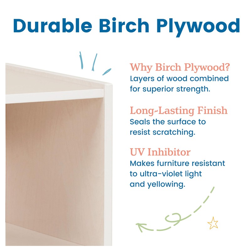 ECR4Kids Double-Sided Book Caddy with Countdown Timer, Portable Library, White