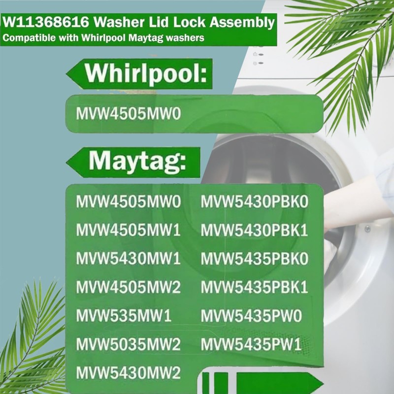 W11368616 W11670519 Washer Lid Lock Assembly Compatible with Whirlpool Maytag