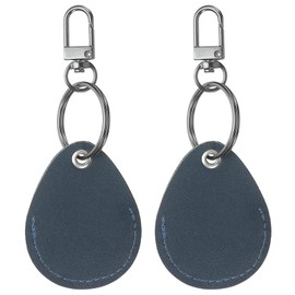 PATIKIL Leather Key Fob, 2 Pack Leather Key Fobs with Key Rings DIY Keychain Holder for Home Office Keys ID Key Cards Air Tags, Navy Blue
