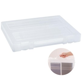 Marte Vanci A4 Storage Box Plastic Box with Lid Portable Project Case with Handle Clear Paper Storage Craft Storage Boxes A4 File Drawer Organiser Container for Scrapbook Photo Art Craft Supplies