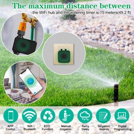 Garten Bewässerungscomputer mit WiFi Hub, Johgee Smart WLAN-Bewässerungsuhr mit Bluetooth und App Steuerung, Automatische/Manuell Wasser Zeitschaltuhr für Garten Rasen