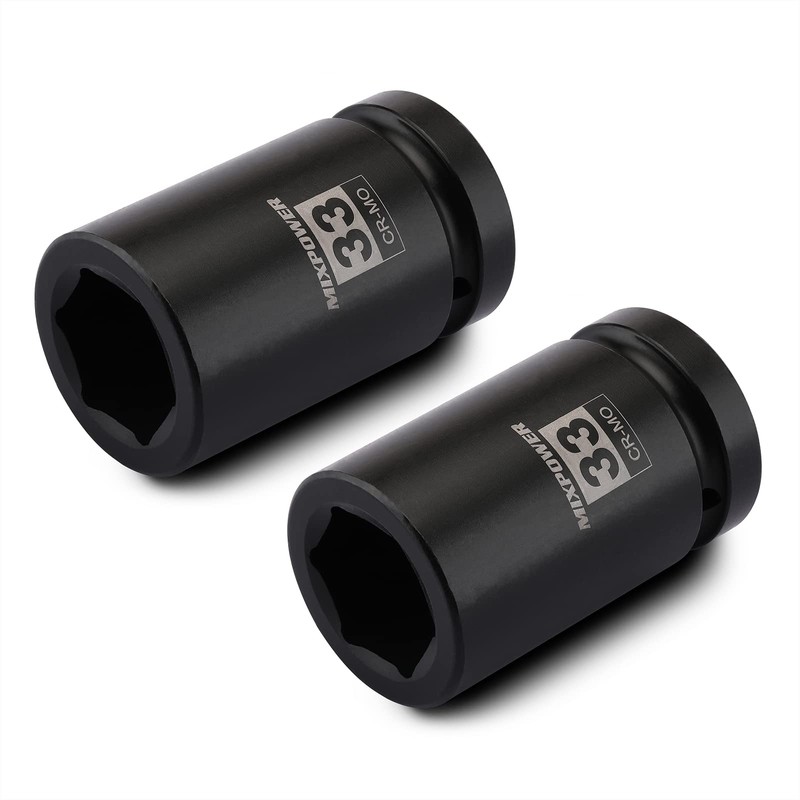 MIXPOWER 2 Pieces 1 Inch Drive Deep Impact Socket, CR-MO,