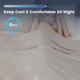 Syalife Cooling Blanket for Hot Sleepers, Summer Blanket with Japanese Q-Max>0.5 Arc-Chill Cooling Fiber, All Season Reversible Dual Side Lightweight Cotton Blanket (Beige,90"x 90")