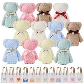 Alutaio Towel Set of 12 Handkerchief, Petite Gift, Hand Towel, Small Gift, Individual Packaging, Cute Pearl Bear, Bears Gift, Prize, Retirement, Hospital Relocation, Move Greetings, Weddings, Return