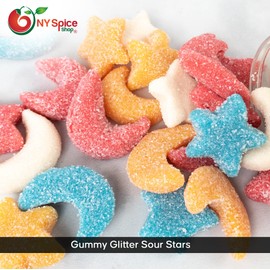 NY SPICE SHOP Gummy Glitter Sour Stars & Moons - Colors Jelly Slice - Perfect Treat for Candies lovers (1 Pound)