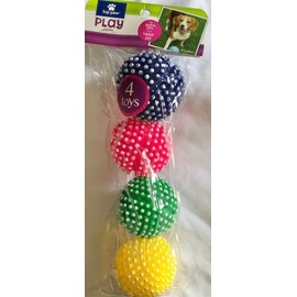1-Set of 4 Spikey Squeaker Balls Bright Colors Play Fetch and Chew Dog Toy. Not for use with any Launchers