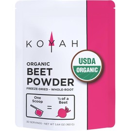 KOYAH Organic USA Grown Beet Powder - Freeze-Dried Whole-Root Powder (1 Scoop = 1/2 Beet) - 30 Servings - Perfect for Water, Juice, or Smoothies